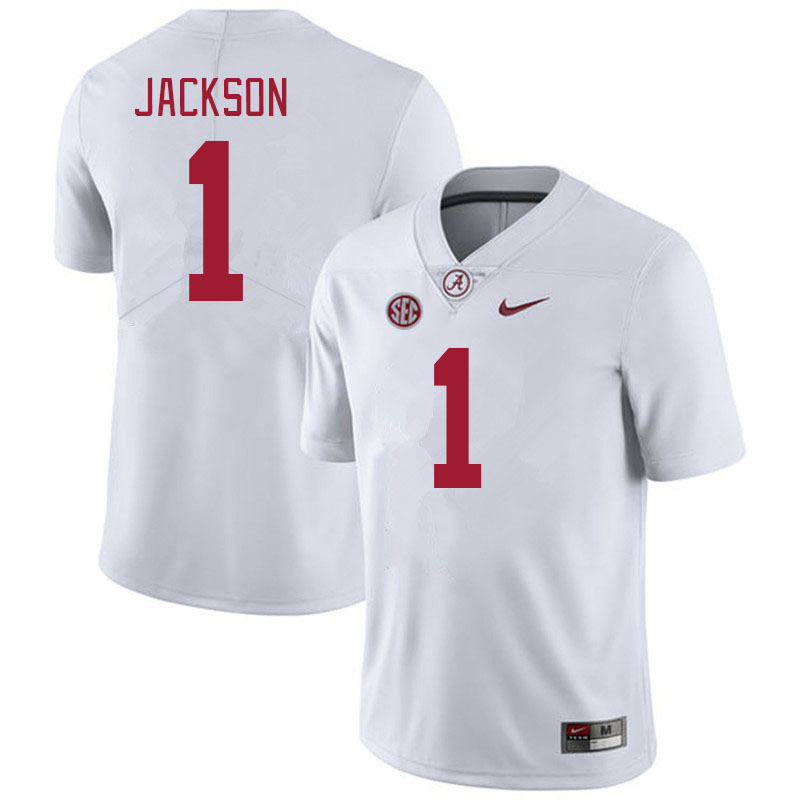 Men #1 Domani Jackson Alabama Crimson Tide College Football Jerseys Stitched-White